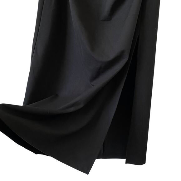 NEW A NEW DAY Black Strapless Knit Tube Dress Size Large Slit Hem Stretch Midi - Picture 4 of 7